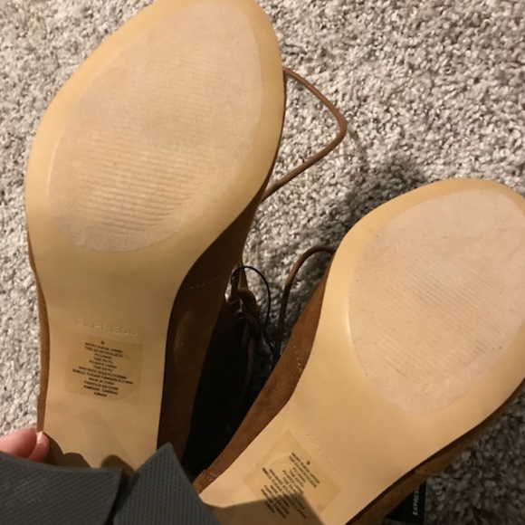 Express Lace-Up Slouchy Peep Toe Bootie - Picture 8 of 8